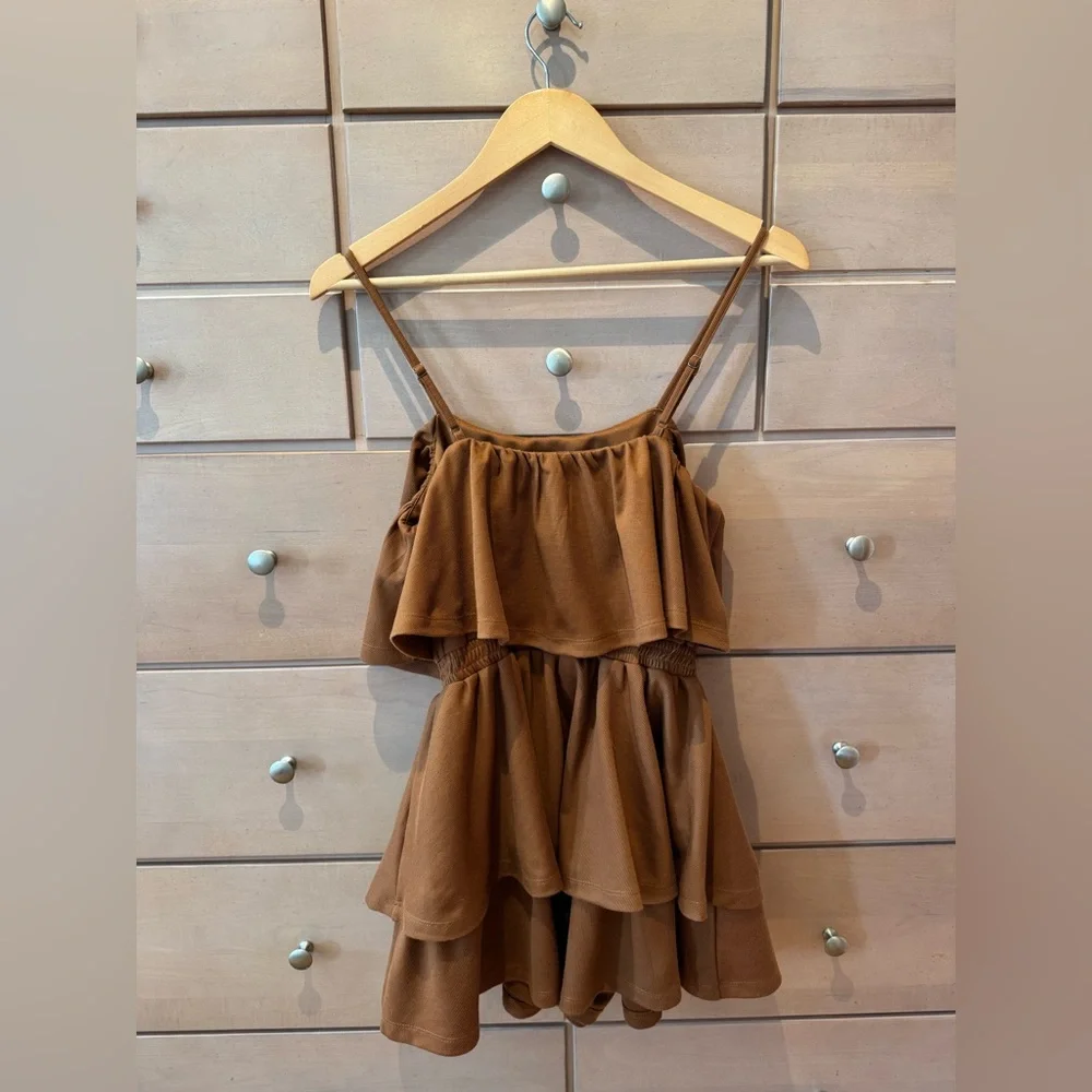 GREY LAB Brown Tiered Ruffled Romper - Picture 2 of 6